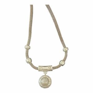 Brighton mesh chain necklace reversible heart pendant silver